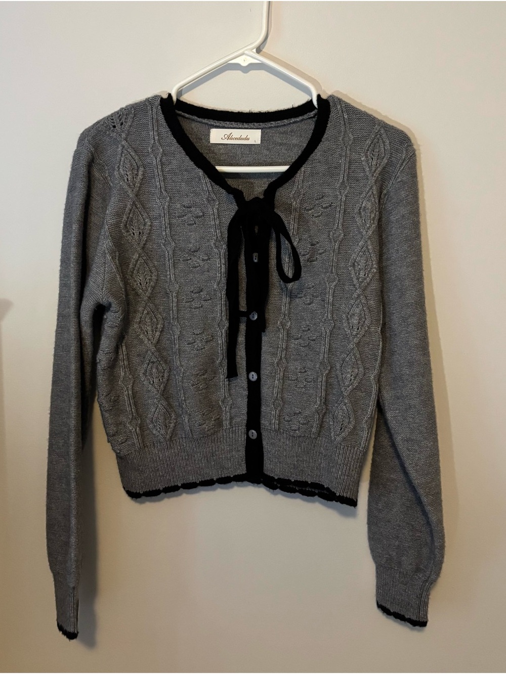 super cute jirai kei vibes grey knit sweater
